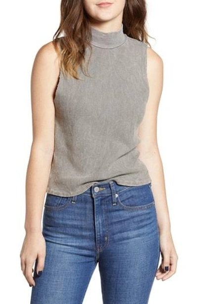 Project Social T Annie Thermal Sleeveless Mock Neck Top In Mw Smoky Noir