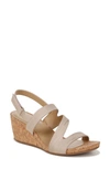 Naturalizer Adria Strappy Wedge Sandal In Fawn Beige Faux Leather