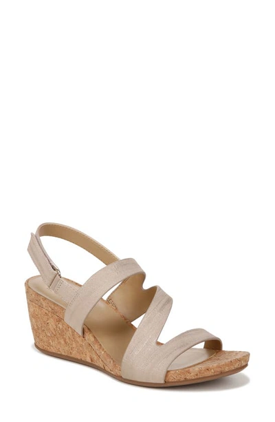 Naturalizer Adria Strappy Wedge Sandal In Fawn Beige Faux Leather