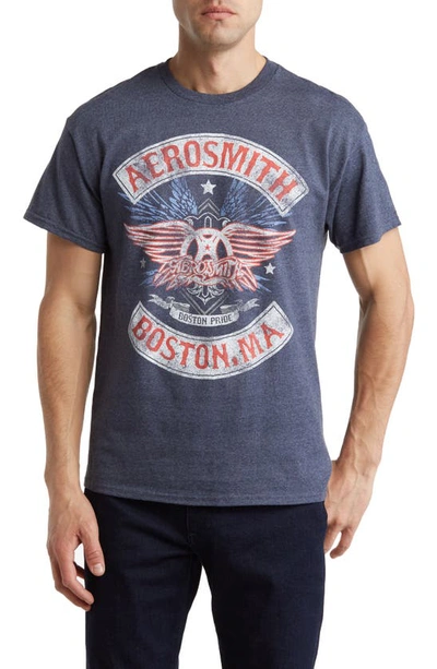 Philcos Aerosmith Boston Ma Cotton Graphic T-shirt In Indigo Blue
