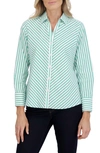 Foxcroft Mary Stripe Stretch Button-up Shirt In Kelly Green