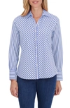 Foxcroft Mary Stripe Stretch Button-up Shirt In Periwinkle