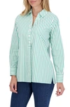 Foxcroft Pamela Stripe Blouse In Kelly Green