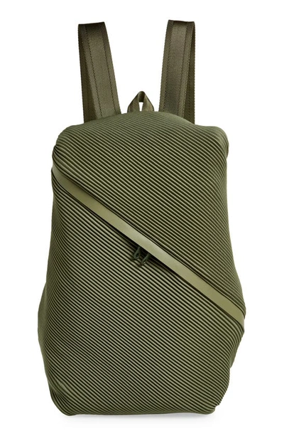 Issey Miyake Bias Pleated Backpack In Steel Green