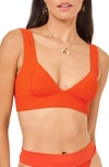 L*space Hailey Rib Bikini Top In Pimento