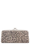 Hobo Large Cora Leather Frame Clutch In Mini Leopard