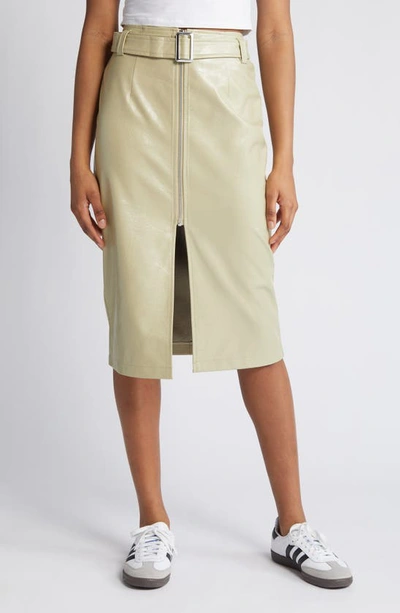 Noisy May Kane Belted Faux Leather Skirt In Eucalyptus