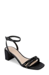 Jewel Badgley Mischka Honor Ankle Strap Sandal In Black Satin