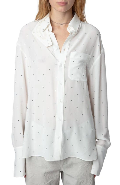 Zadig & Voltaire Tyrone Stud Silk Shirt In White