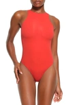 Skims Fits Everybody High Neck Bodysuit In Poppy