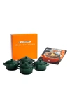 Le Creuset Four Mini Baking Dishes With Cookbook In Artichaut