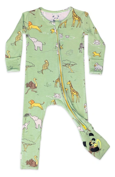 Bellabu Bear Babies' Kids' Savannah Fitted One-piece Convertible Pajamas In Medium Green