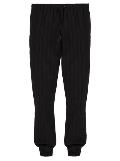 Saint Laurent Striped Wool Track Pants In 1000 Black