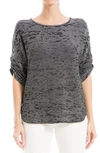 Max Studio Ruched Sleeve Top In Black/ White