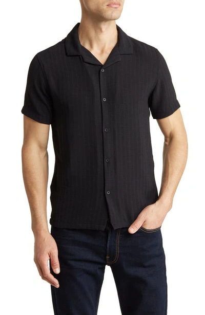 Denim And Flower Geo Tech Short Sleeve Button-up Camp Shirt In Black/ Geo Print