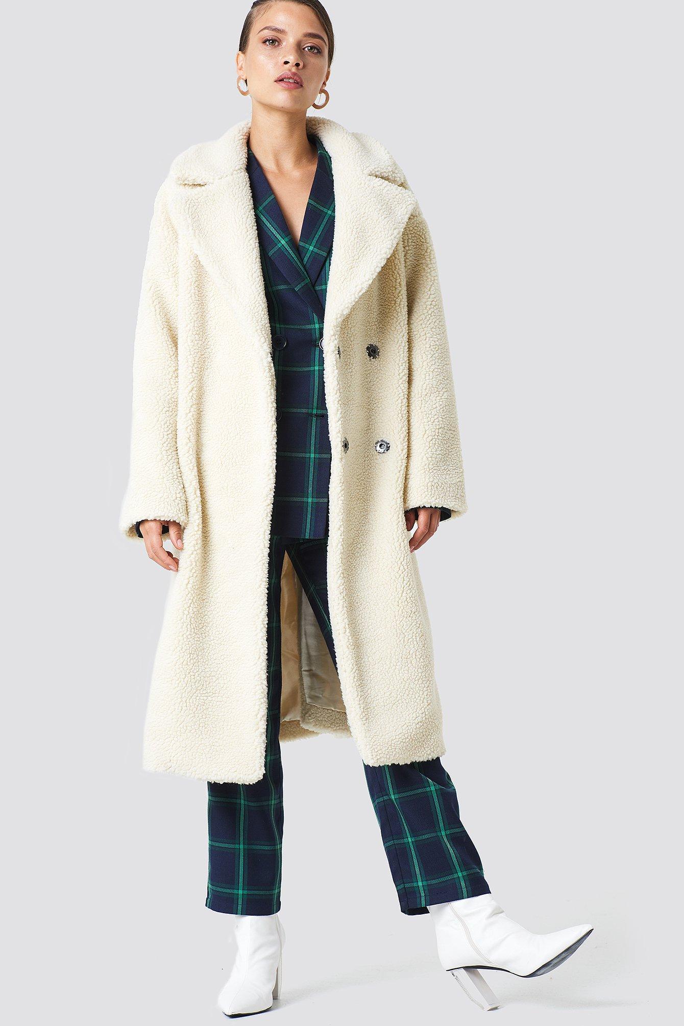 off white teddy coat