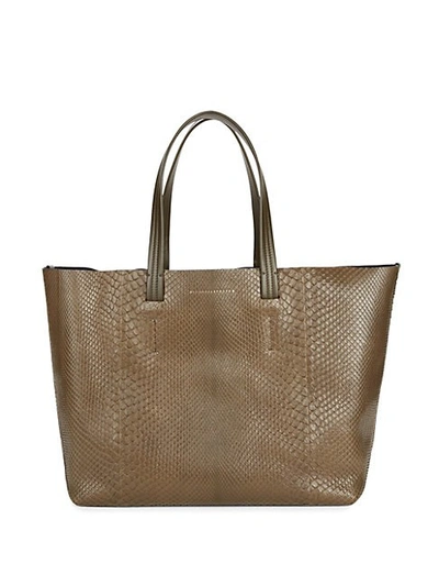 Victoria Beckham Python & Leather Tote In Brown