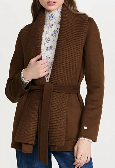 Soia & Kyo Rooney Ladies Mixed Media Coat In Chestnut In Pink