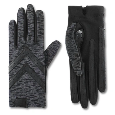 Isotoner Women's Chevron Shortie Gloves In Black Texture In Multi