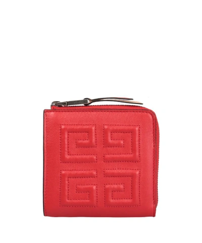 Givenchy Emblem Leather Coin Pouch In Rosso
