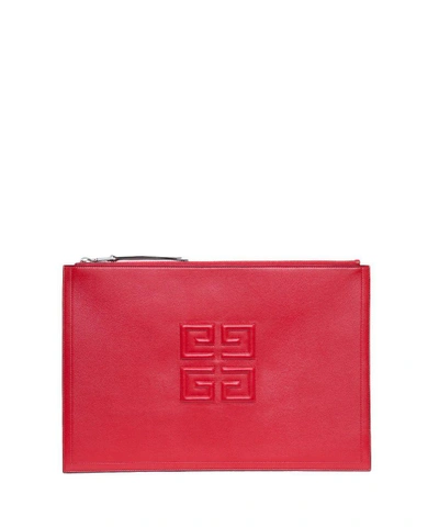 Givenchy Emblem Leather Pouch In Rosso