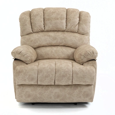 Simplie Fun Large Manual Recliner Chair In Fabric For Living Room In Neutral