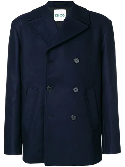 Kenzo Double-breasted Coat - Blue