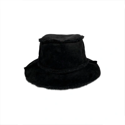 Hat Attack Faux Shearling Bucket Hat In Black