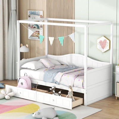 Simplie Fun Twin Size Canopy Day Bed In White