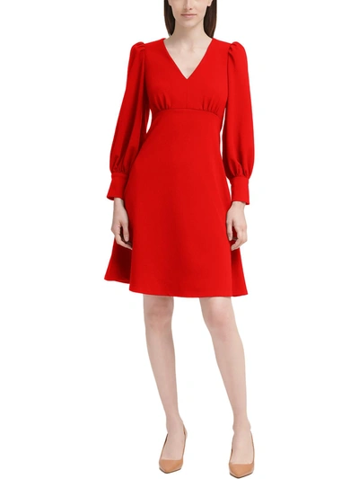 Calvin Klein Womens A-line Knit Cocktail And Party Dress In Red