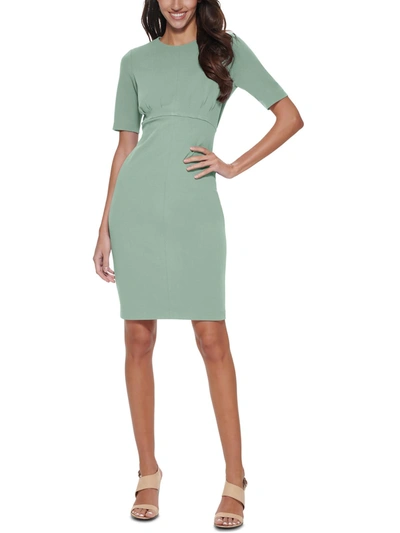 Calvin Klein Womens Jewel Neck Knee Length Midi Dress In Green