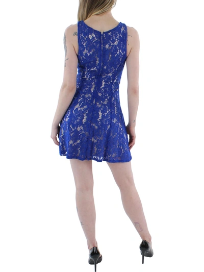 City Studio Womens Lace Overlay Above Knee Fit & Flare Dress In Multi