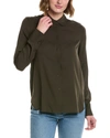 Vince Slim Fitted Silk-blend Blouse In Brown