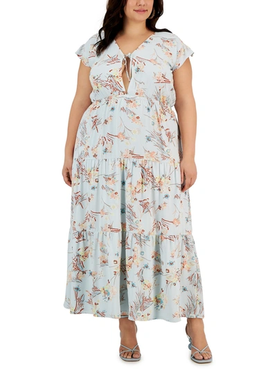 Rachel Rachel Roy Plus Womens Crepe Floral Maxi Dress In Multi