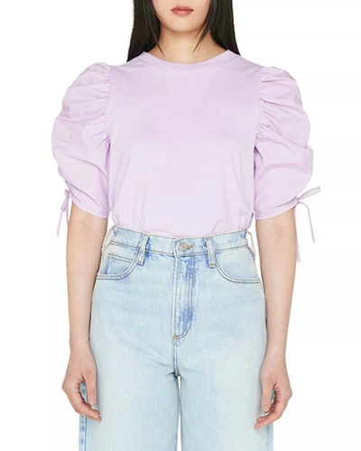 Frame Ruche Tie Sleeve Top In Lilac In Blue