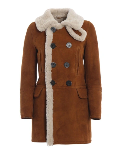 Dsquared2 Double-breasted Coat In Camel
