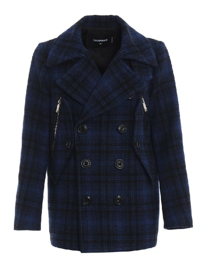 Dsquared2 Check Peacoat In F Check Blue