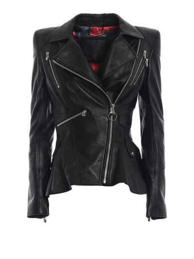 Philipp Plein Ailena Leather Jacket In Black