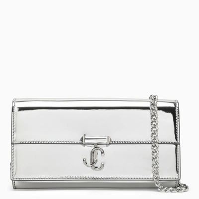 Jimmy Choo Avenue Silver Leather Chain Wallet In Metal