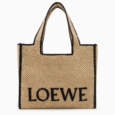 Loewe Natural  Font Large Tote Bag In Silver