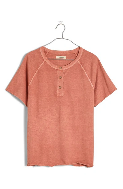 Madewell Cotton Jersey Henley T-shirt In Dried Rose