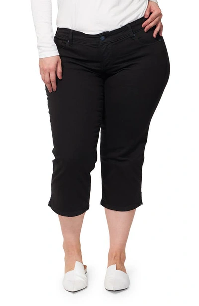 Slink Jeans Straight Leg Capri Jeans In Solid Black