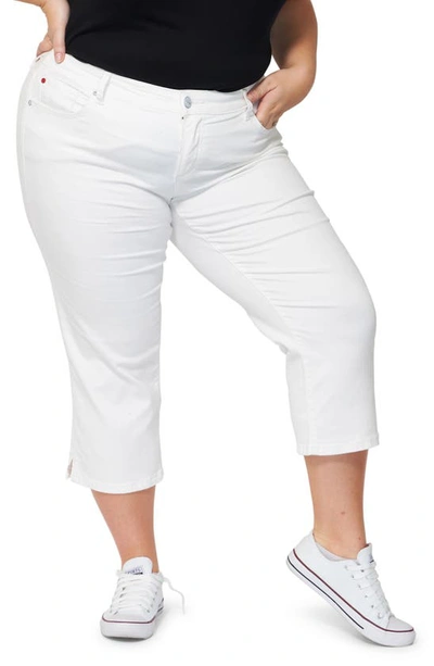 Slink Jeans Mid Rise Straight Leg Crop Jeans In Optical White