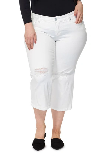 Slink Jeans Mid Rise Wide Leg Crop Jeans In Optical White