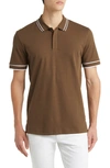 Hugo Boss Parlay Tipped Cotton Polo In Open Green