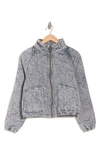Electric & Rose Acid Wash Quilted Crop Jacket In Driftwood