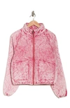 Electric & Rose Acid Wash Quilted Crop Jacket In Multi