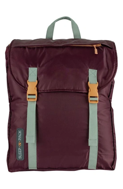 Mimish Kids' Sleep-n-pack Faux Shearling Lined Sleeping Bag Backpack In Winterberry