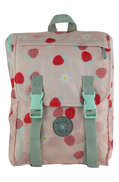 Mimish Kids' Sleep-n-pack Strawberries & Daisies Print Sleeping Bag Backpack