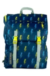 Mimish Kids' Sleep-n-pack Faux Shearling Lined Sleeping Bag Backpack In Lightning Bolts